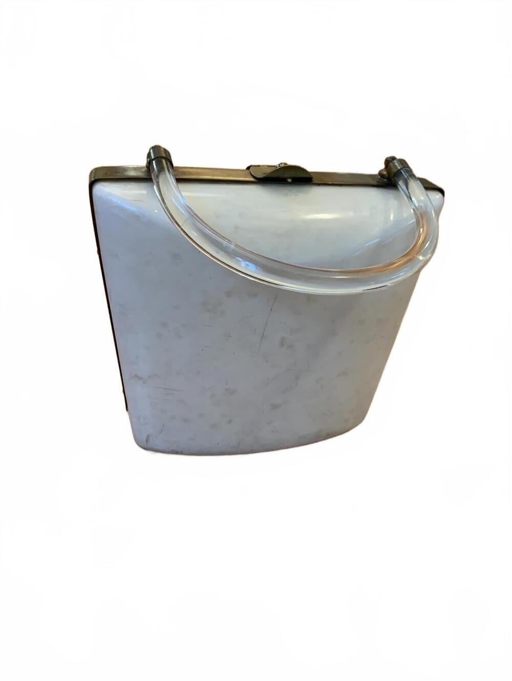 Vintage Dorset Rex Fifth Avenue White Hard Case Handbag with Clear Handle